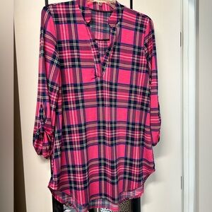 Pink Plaid Tunic Top